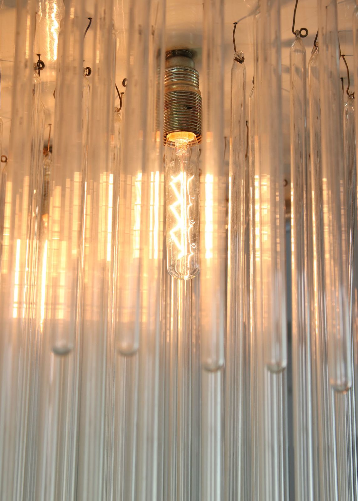 Lighting Minimalist Hand Blown Glass Chandelier, 1 Of 15, 1970s photo
