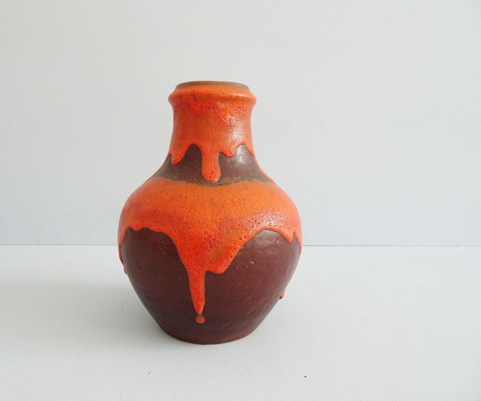 Carstens Vase In Brown Orange, Mid Century Handle Vase, Carstens Tönnieshof Jug Vase photo buy
