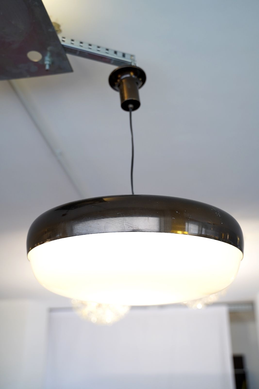 photo for sale Midcentury Italian "Ufo" Chandelier By Stilnovo. Italy 1950s