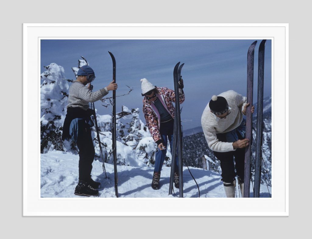 Slim Aarons 'On The Slopes Of Sugarbush' 1960 Oversize C Type Print Framed In White