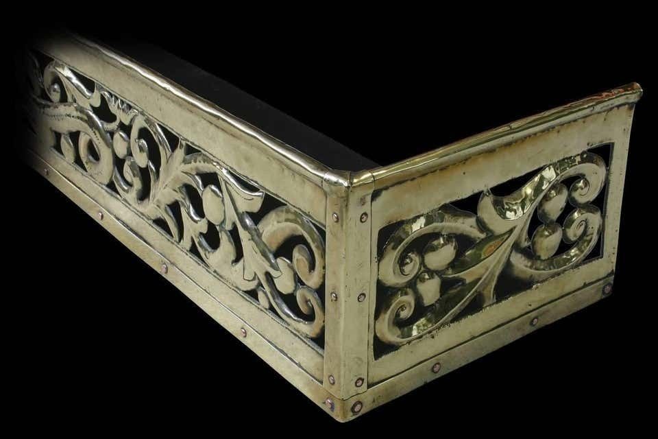 Large 19th Century Reclaimed Victorian Arts & Crafts Fretted Brass Fender photo for sale