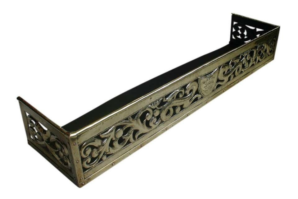 Large 19th Century Reclaimed Victorian Arts & Crafts Fretted Brass Fender photo Home Fixtures