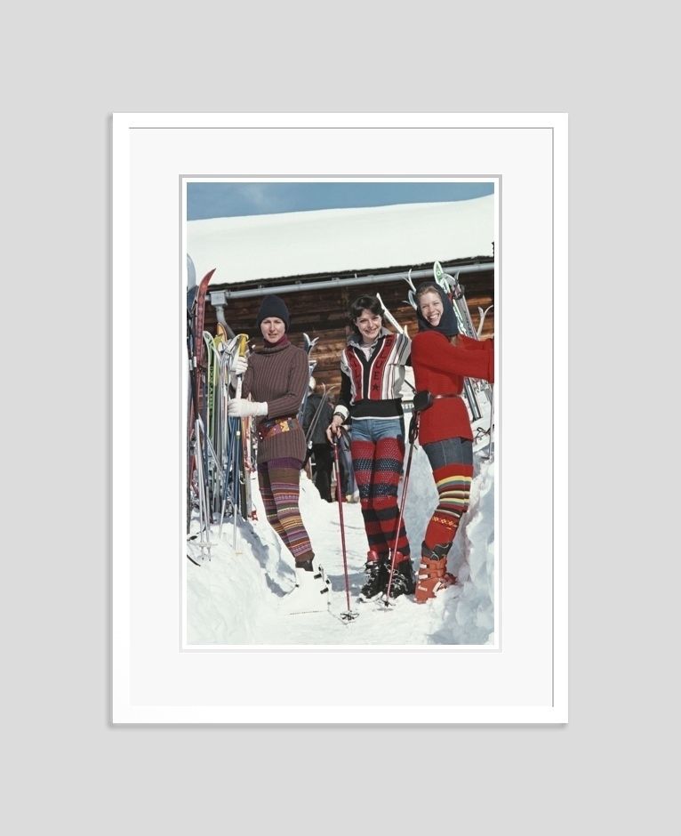 Slim Aarons 'Skiing In Gstaad' 1977 Oversize C Type Print Framed In White