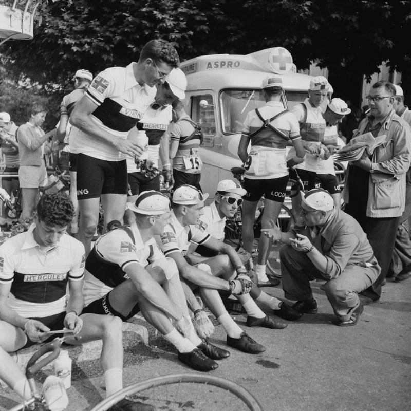 'British Cycling Team' 1955 Silver Gelatin Print Framed In Black photo furniture
