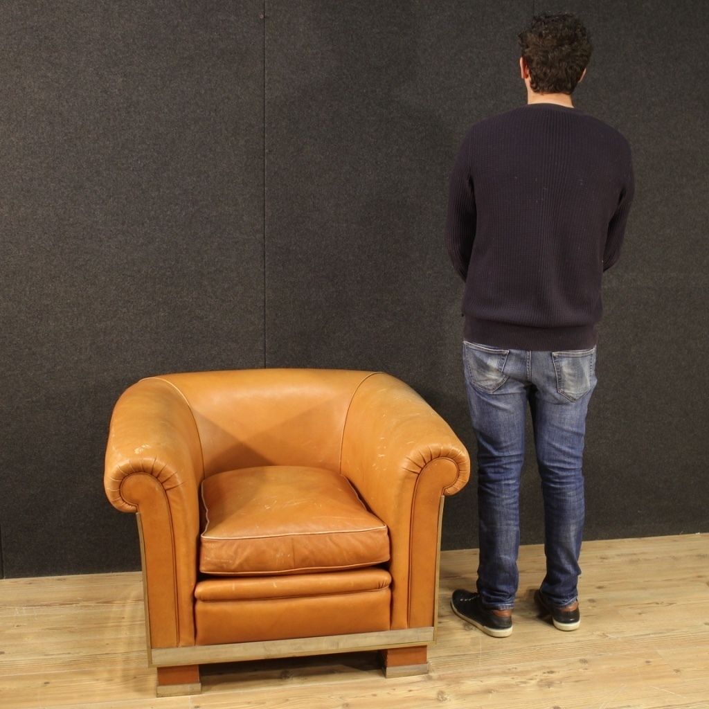 Furniture Italian Design Armchair In Leather From The 70s photo