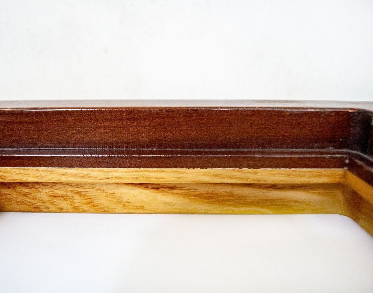 Glas Met Houten Lijst Van Fontana Arte, Jaren 1970 photo vintage