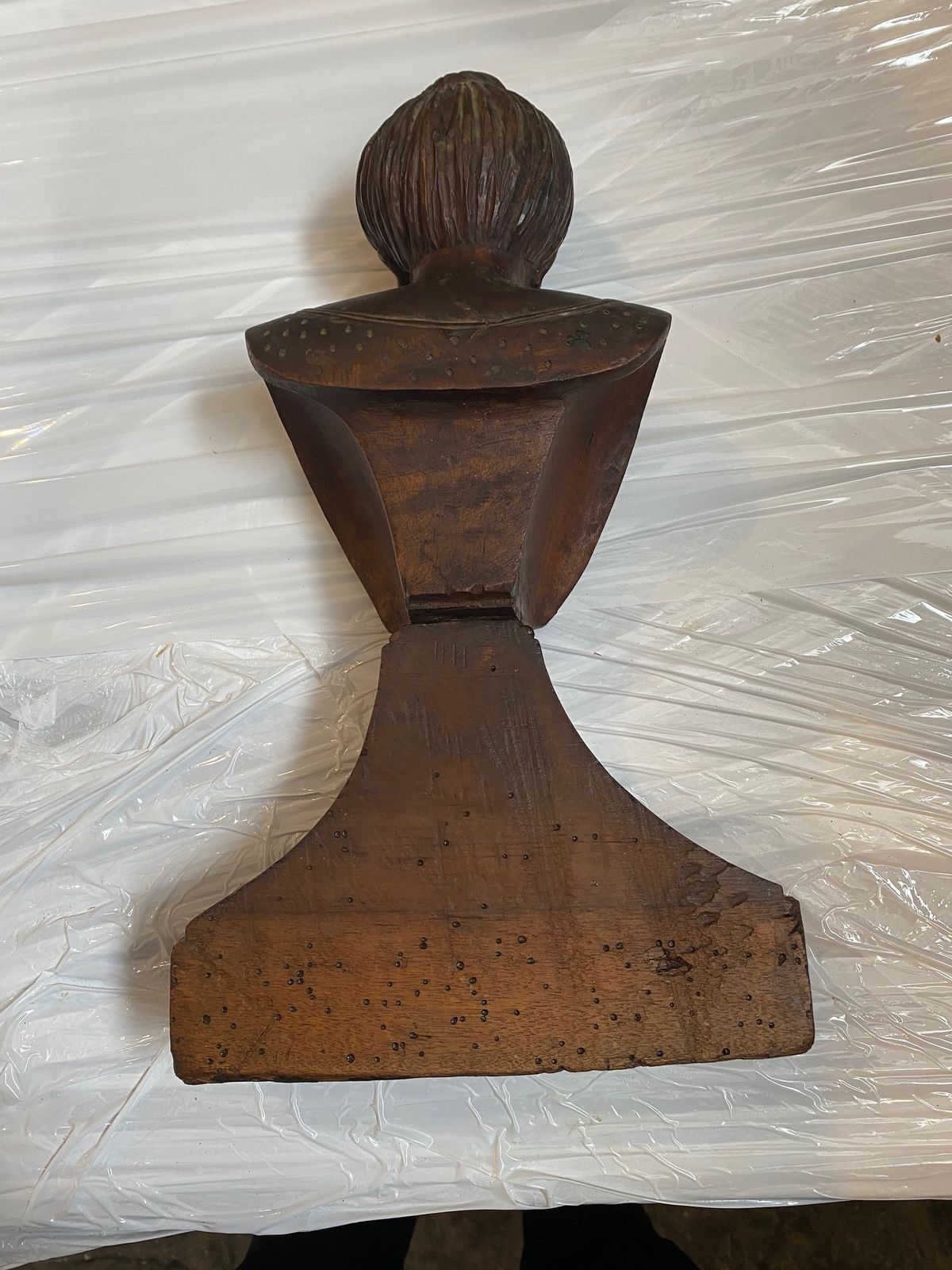 Italian Wooden Sculpture Of A Mid 19th Century Woman's Bust With Purfled Base. photo buy