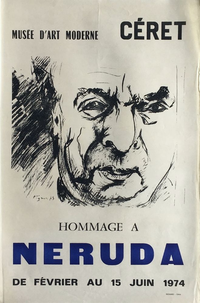 Pignon Edouard   Typography Poster   Tribute To Pablo Neruda Museum Of Modern Art Céret