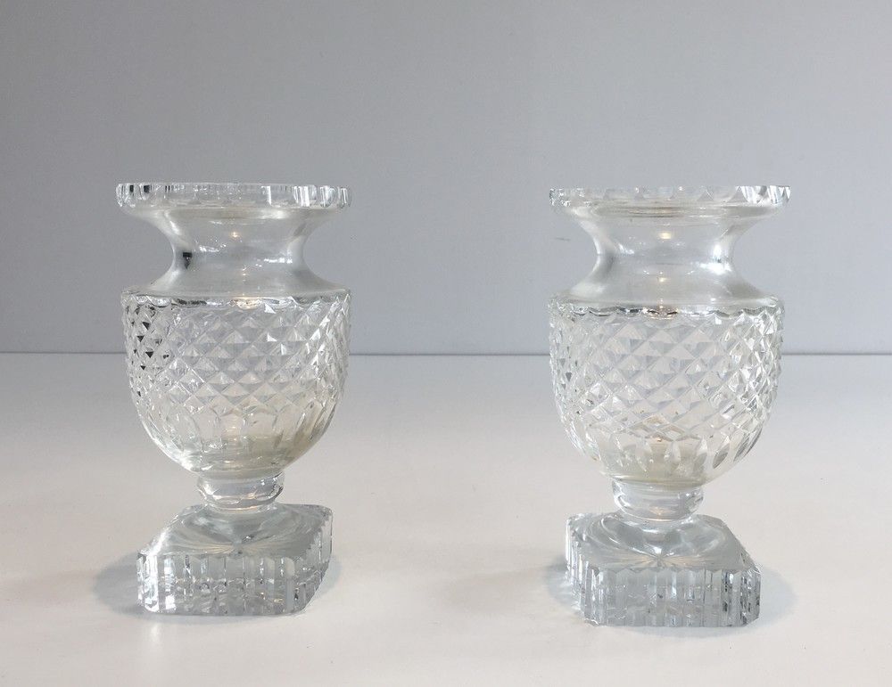 Pair Of Medicis Style Cristal Vases. French. Circa 1900 photo Home Decor