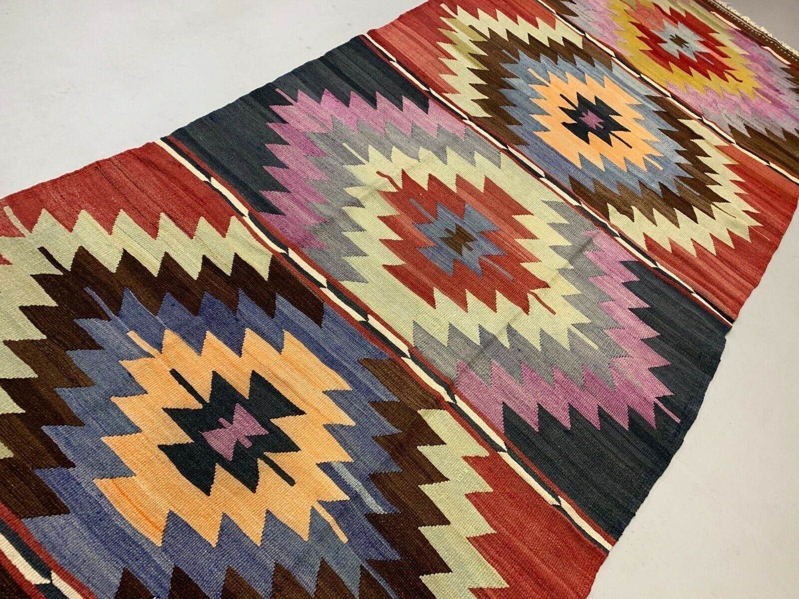 photo furniture Vintage Turkish Kilim 315x139 Cm Wool Kelim Rug Large, Purple, Red, Black, Blue