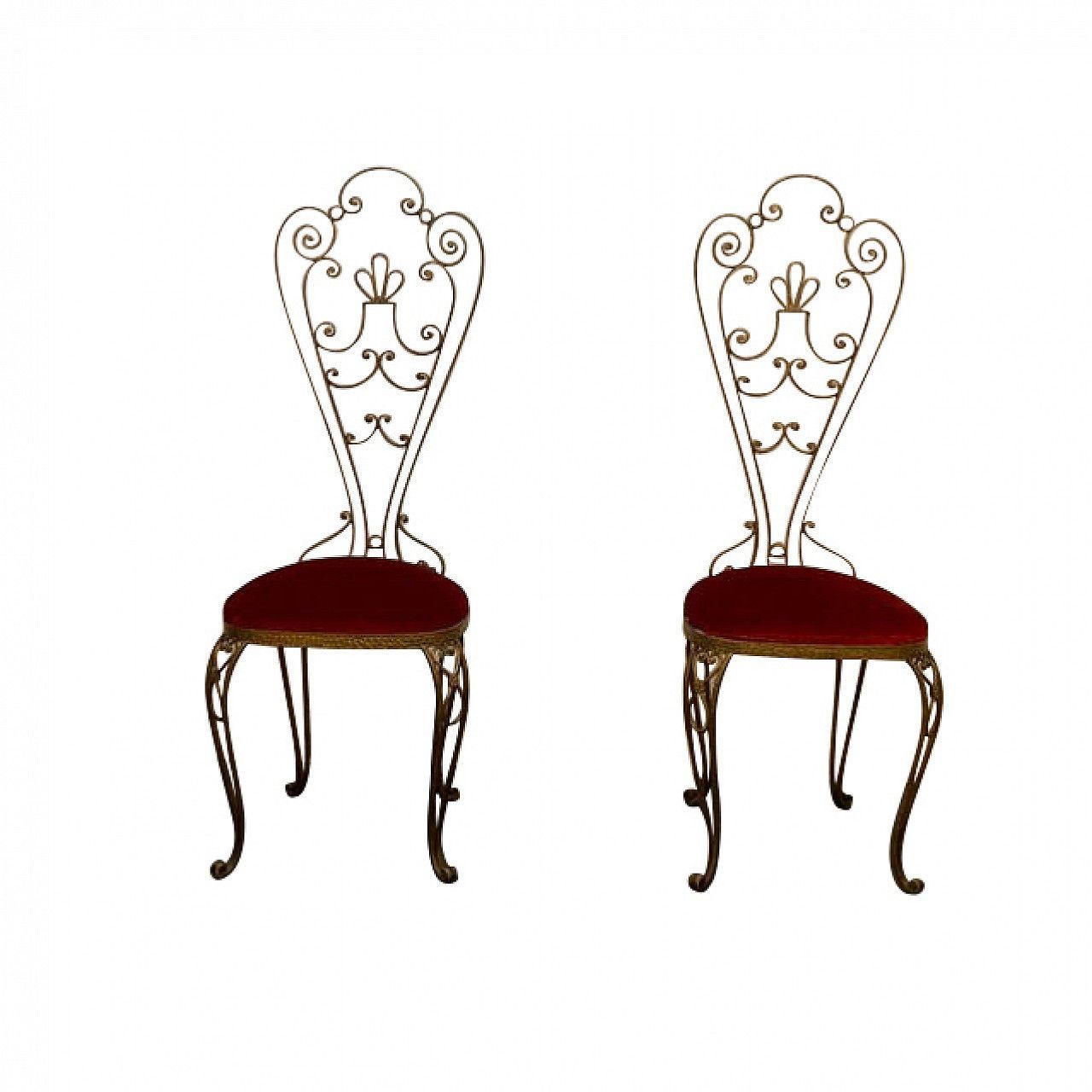 Pair Of Wrought Iron Chairs With High Backrest, 50s photo furniture
