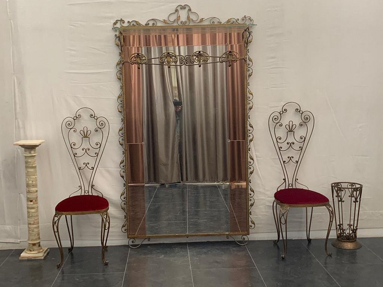 photo for sale Pair Of Wrought Iron Chairs With High Backrest, 50s