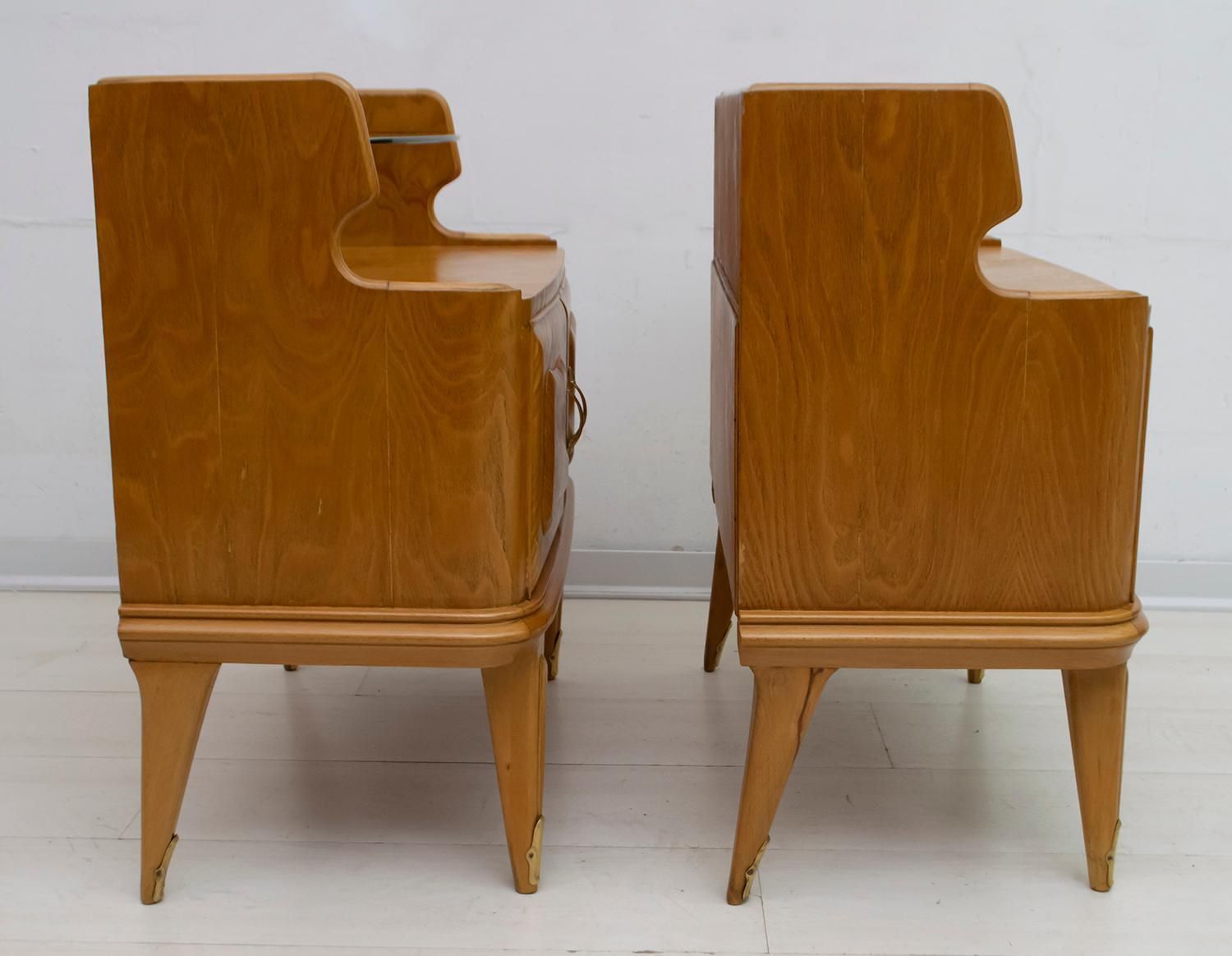 Pair Of Mid Century Modern Italian Ash Wood Night Stands, 1950s photo for sale