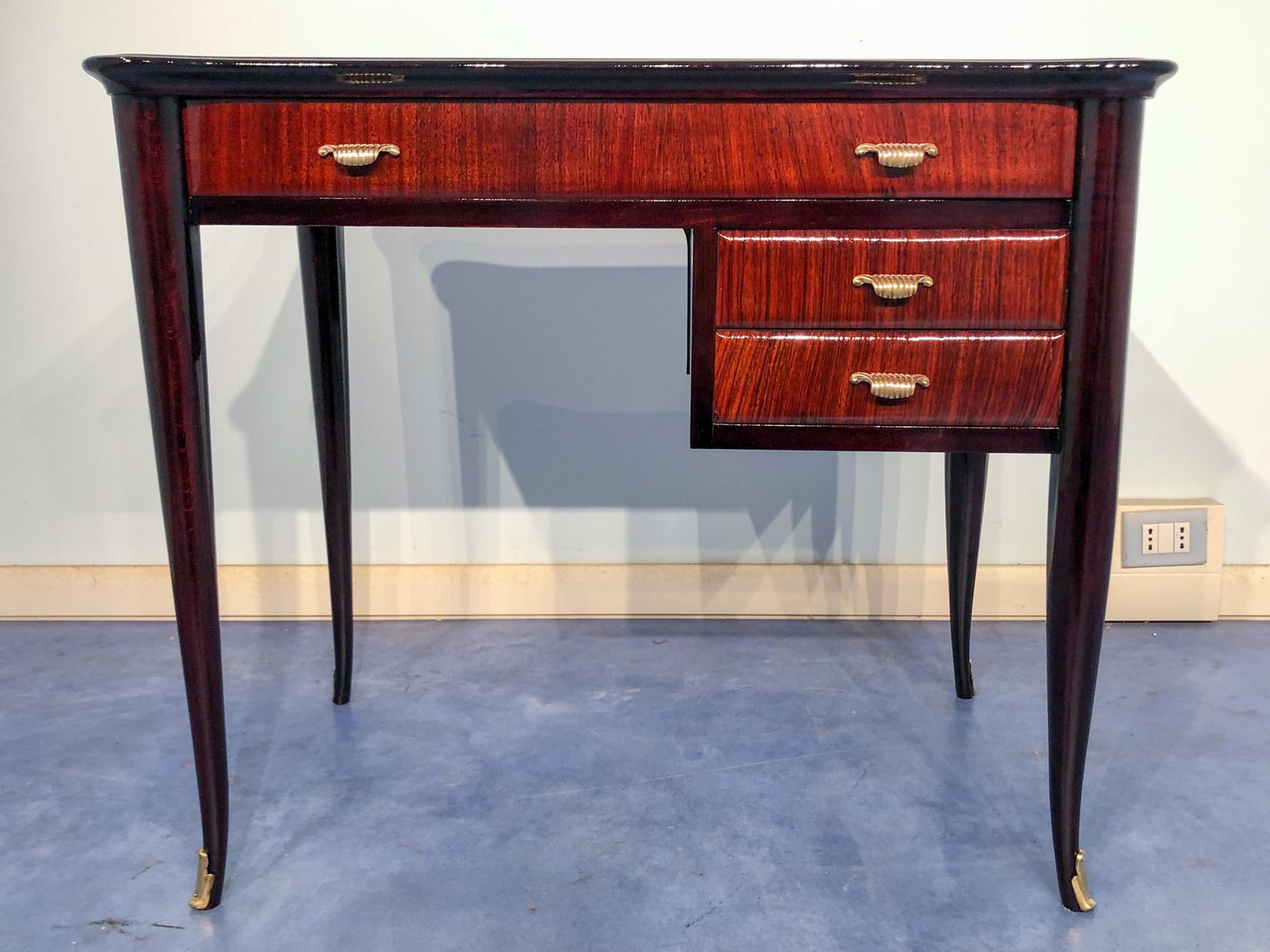Italian Midcentury Small Desk With Chair Attributed To Paolo Buffa, 1950s photo Furniture