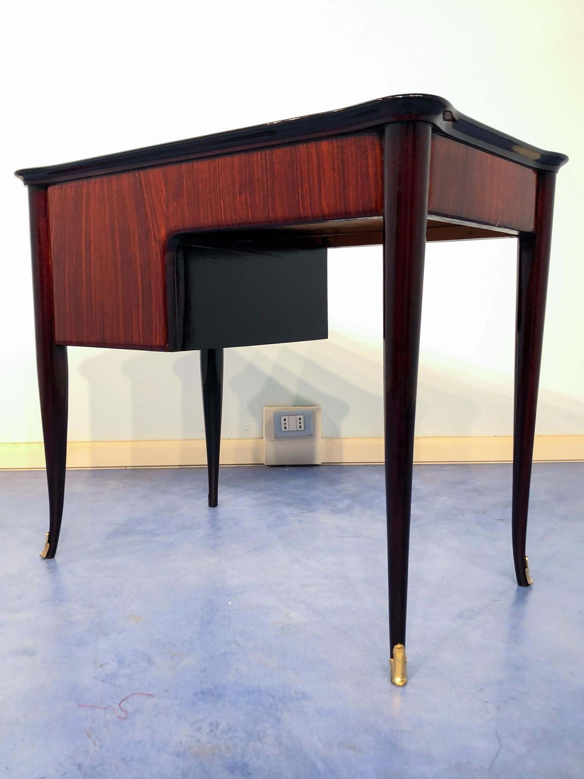 Furniture Italian Midcentury Small Desk With Chair Attributed To Paolo Buffa, 1950s photo