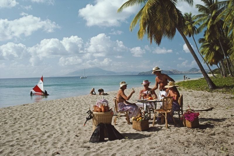 Slim Aarons 'Lobster Lunch' 1984 Oversize C Type Print Framed In Black photo furniture
