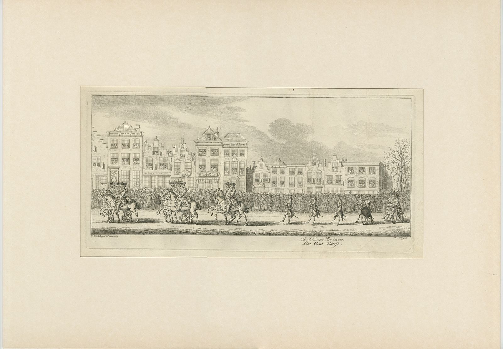 Pl.2 Antique Print Of The Funeral Procession Of Anna Van Hannover By Fokke (1761)