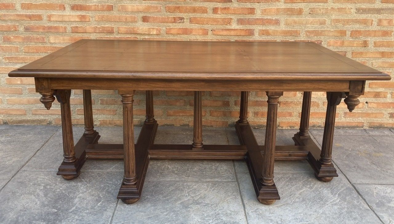 photo furniture Late 19th Century Spanish Carved Church Table Or Altar With Wood Stretchers
