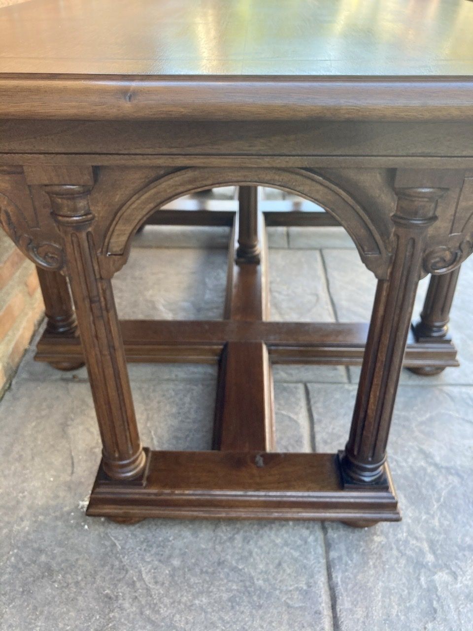Furniture Late 19th Century Spanish Carved Church Table Or Altar With Wood Stretchers photo