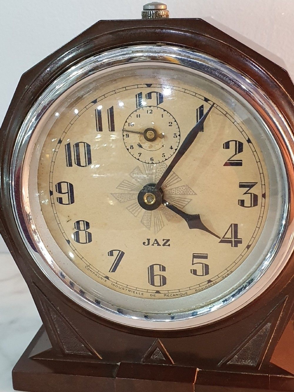 French Art Deco Jaz Bakelite Travel Alarm Clock C.1930 photo Home Decor