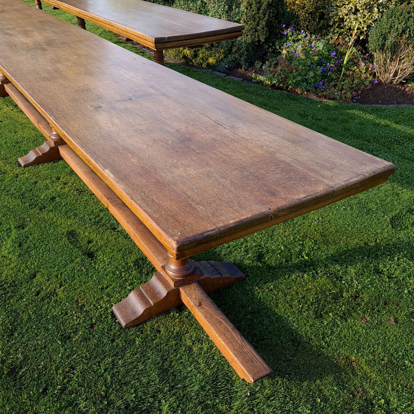 Pair Of English Oak Trestle Tables photo furniture