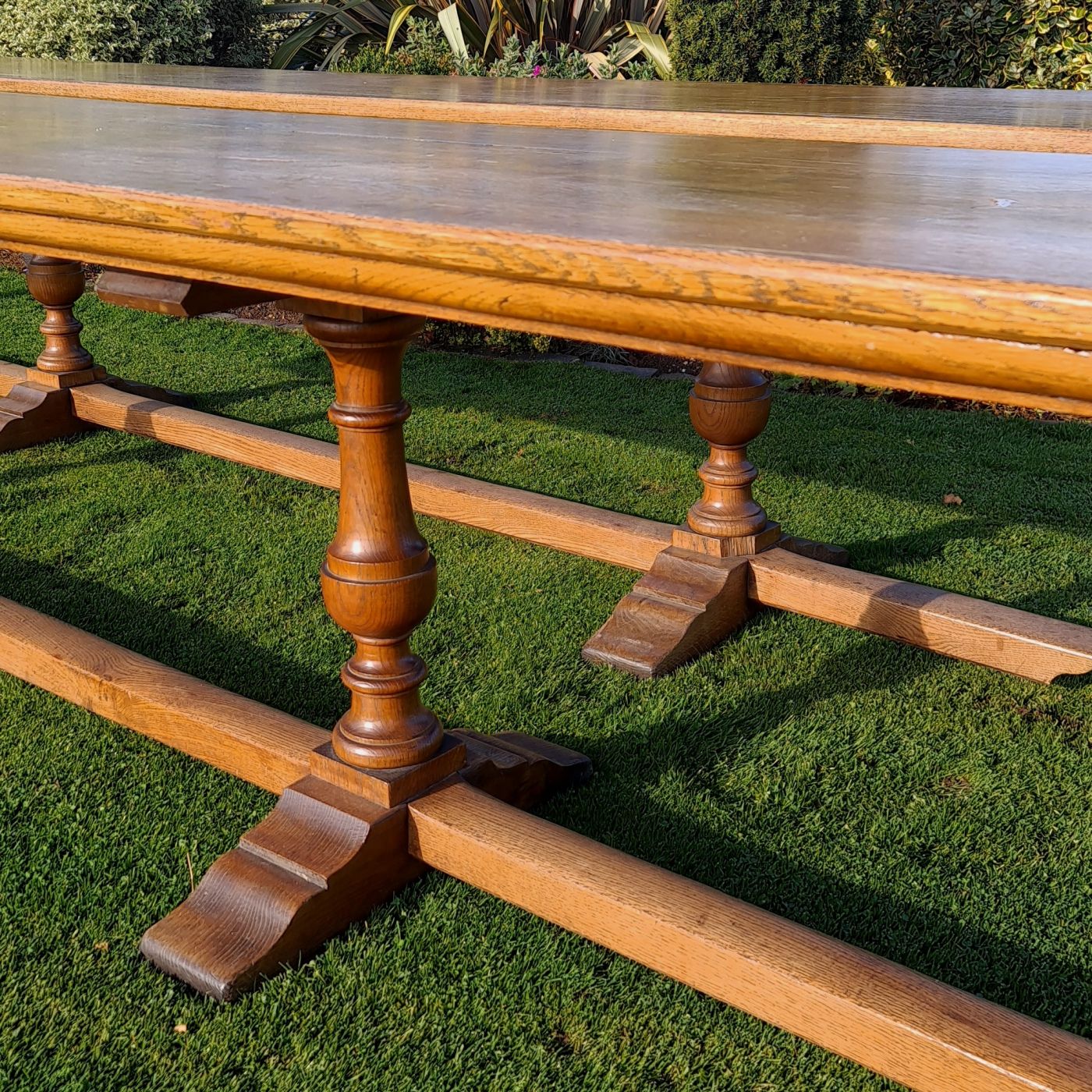 Pair Of English Oak Trestle Tables photo for sale