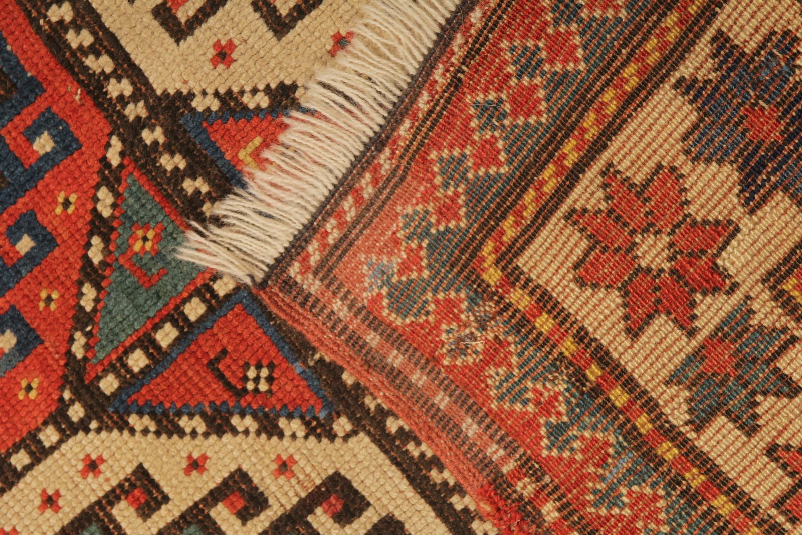 Rare Handwoven Antique Kazak Area Rug, Traditional Geometric Carpet  100x206 Cm photo vinterior