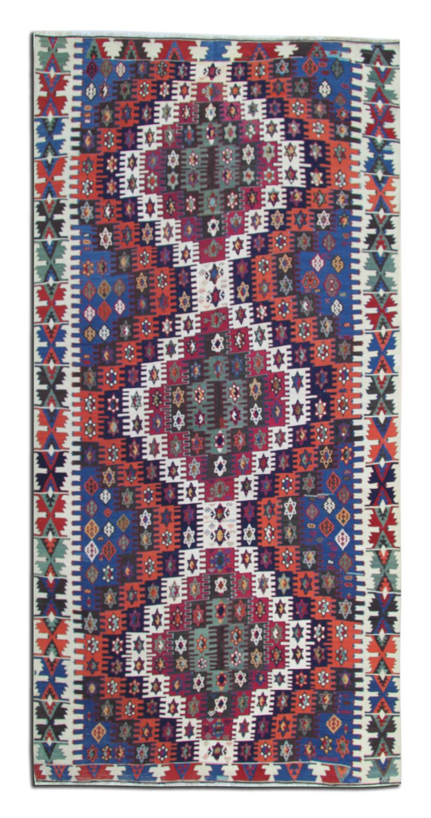 Handwoven Antique Kilim Rug, Turkish Carpet Geometric Konya Rug 170 X 350 Cm