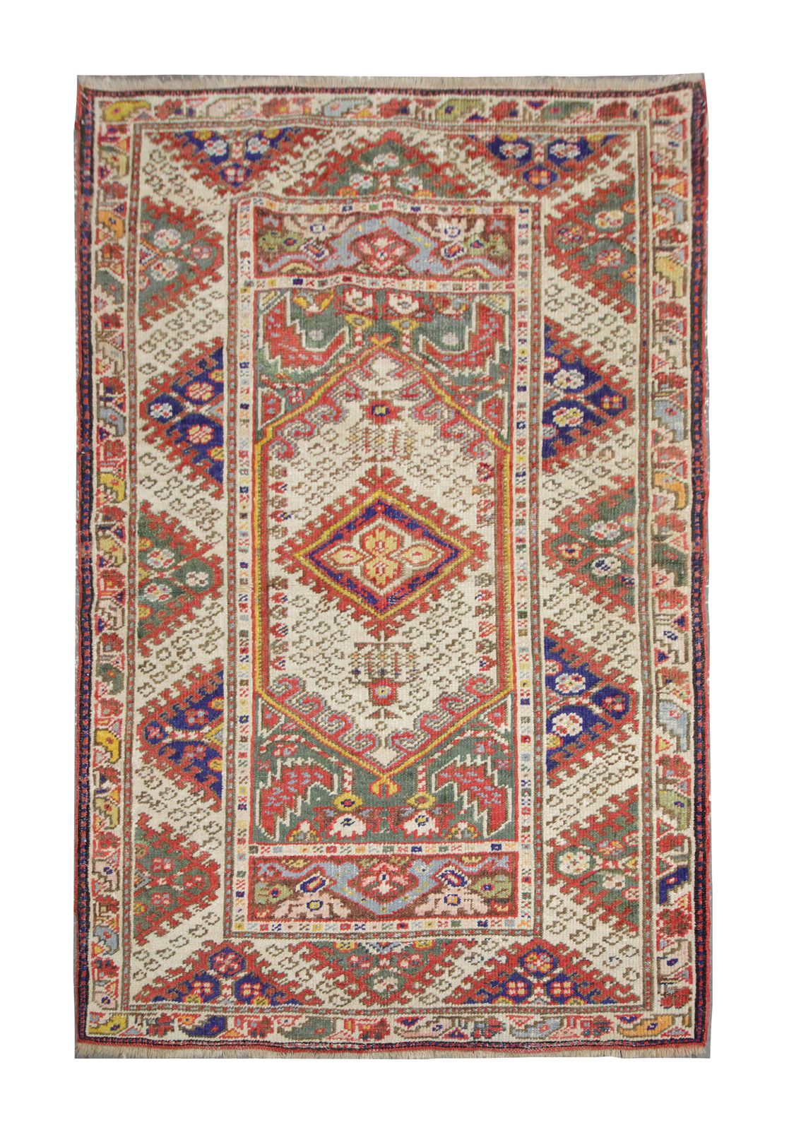 Antique Turkish Rugs Handmade Carpet Wool Geometric Rug For Sale 130x190cm