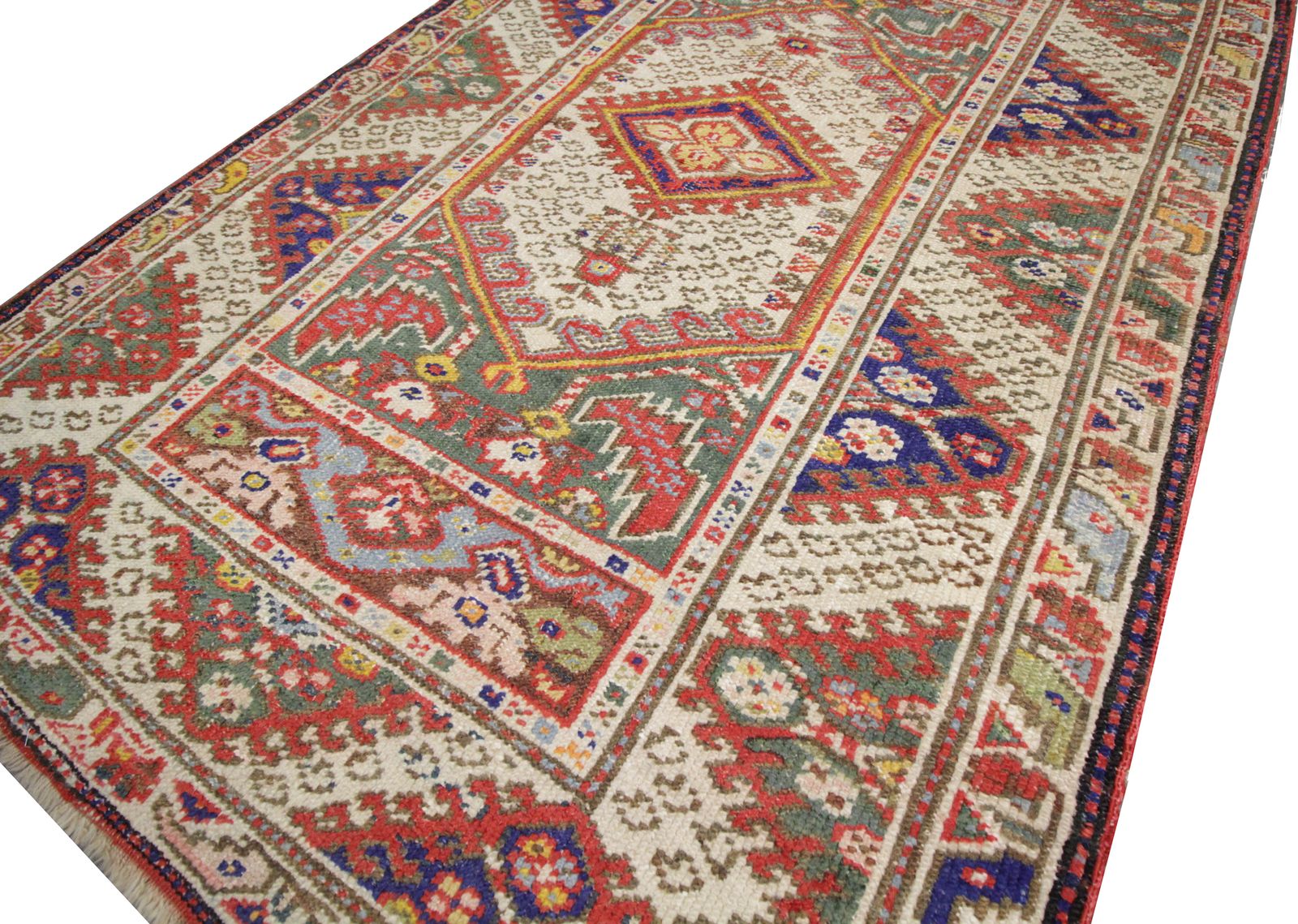 Antique Turkish Rugs Handmade Carpet Wool Geometric Rug For Sale 130x190cm photo for sale