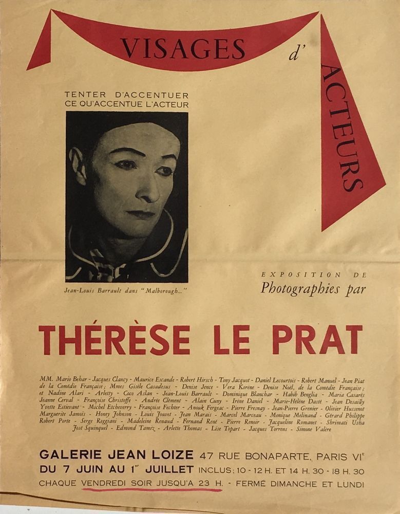 Le Prat Therese   Typo Poster   Actor Faces   Jl Barrault In Malborough