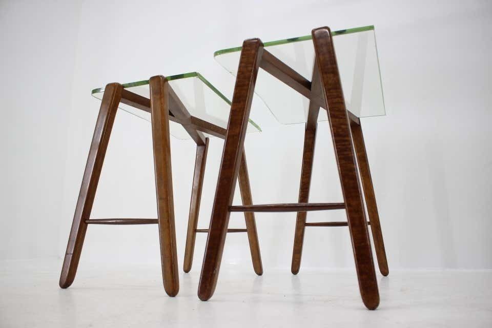 Rare Design Mid Century Organic Wooden Side, Nesting Tables / 1950s