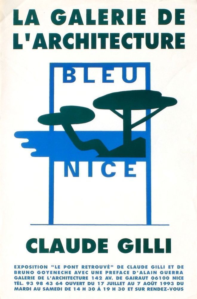 Gilli Claude   Poster In Bichromie   Retrospective Galerie De L'architecture Nice 1993