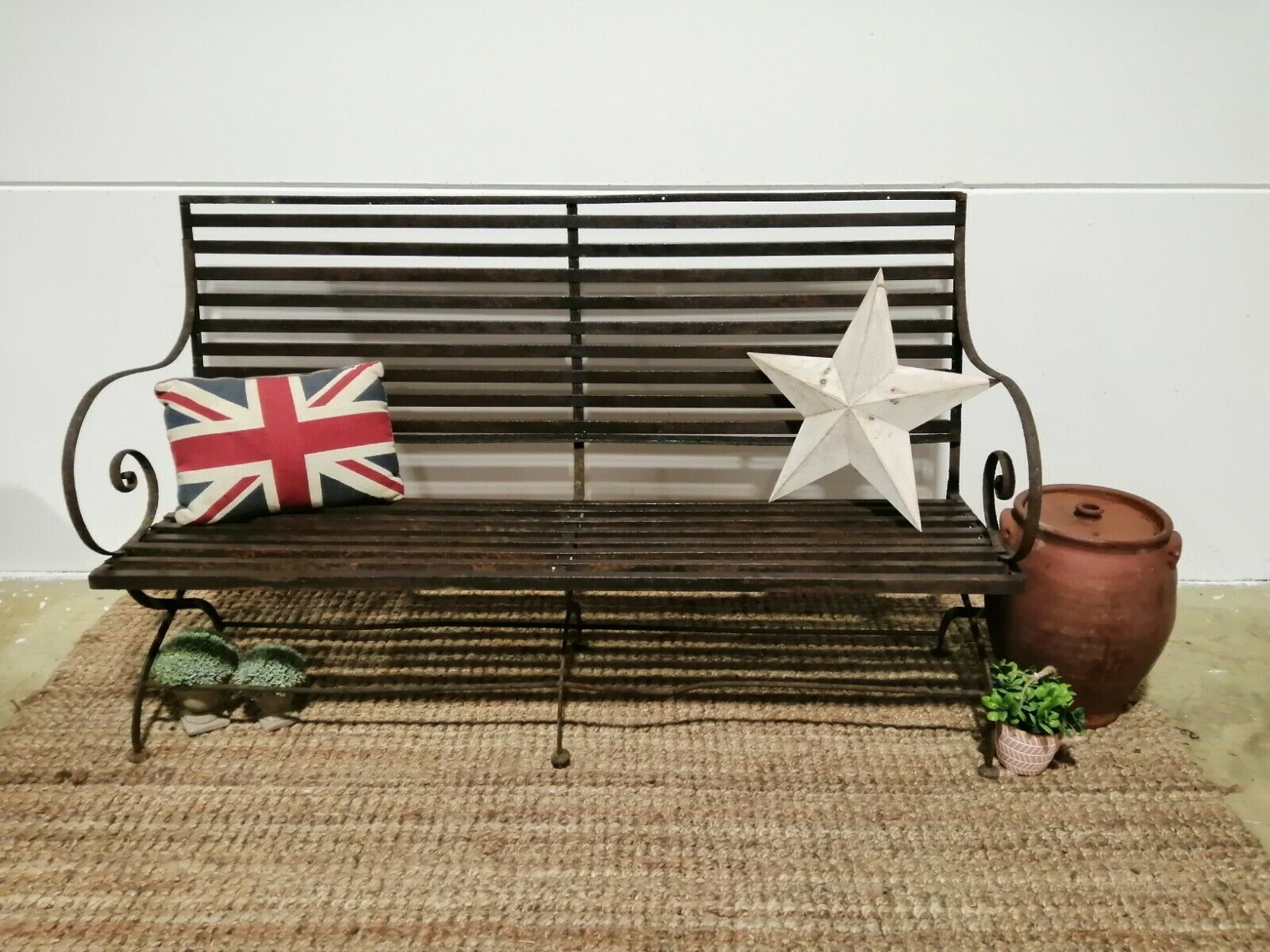 Antique Victorian Cast Iron Strap Bench