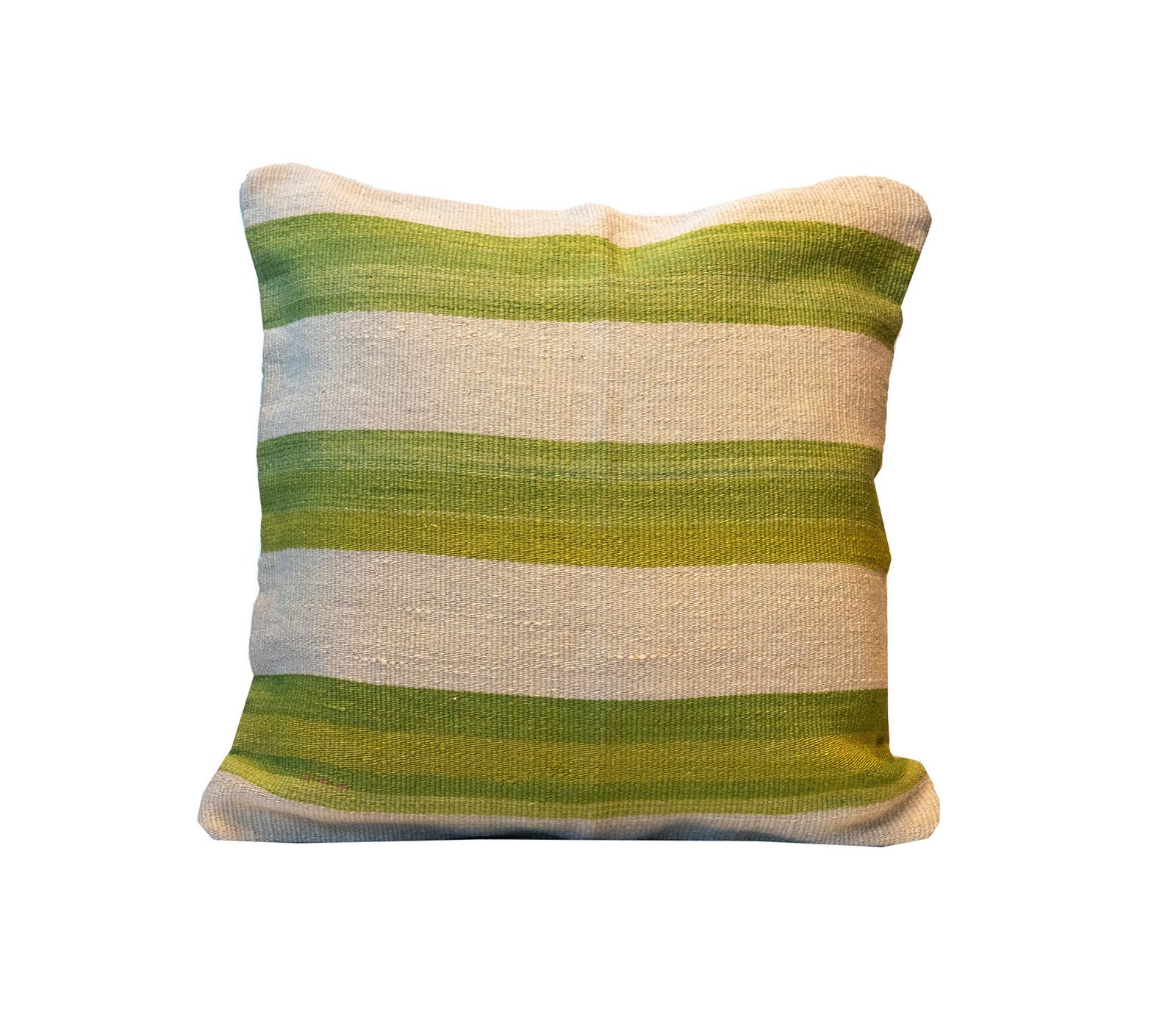 Traditional Kilim Green Cream Cushion Cover Handmade Scatter Pillow