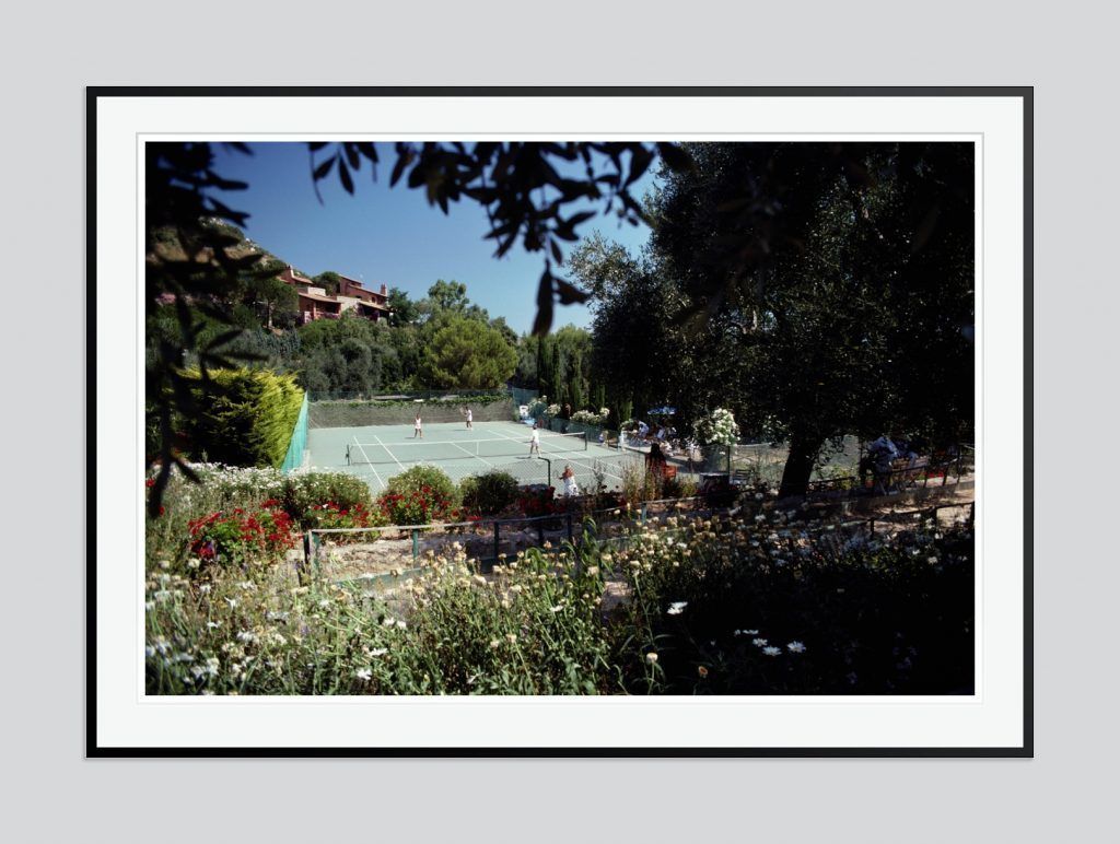 Slim Aarons 'Il Pellicano Tennis' 1980 Oversize C Type Print Framed In Black