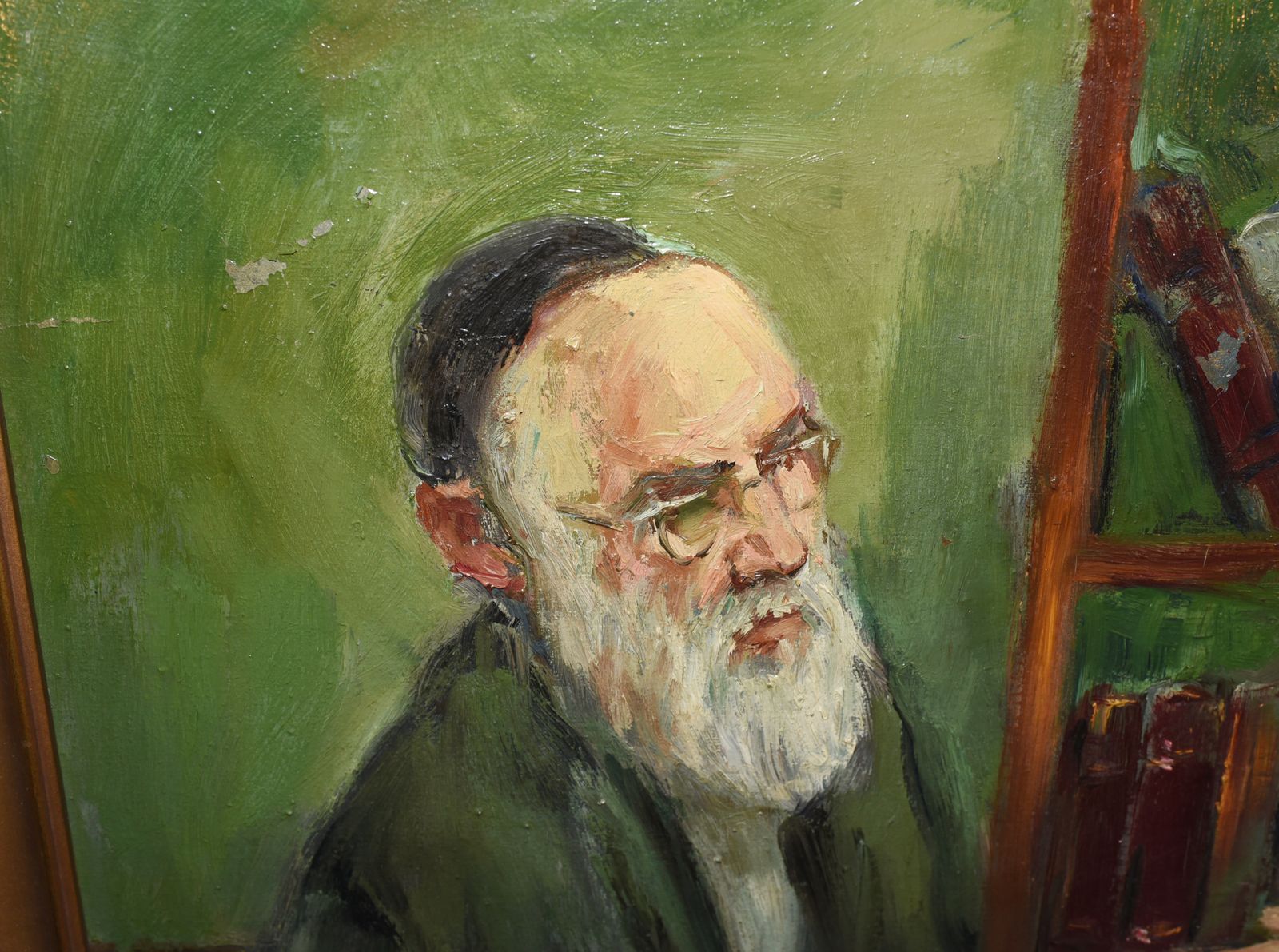 Oil Painting Jew And Rabbi Portrait Antique Yiddish Judaic Art 1930 photo 978.0