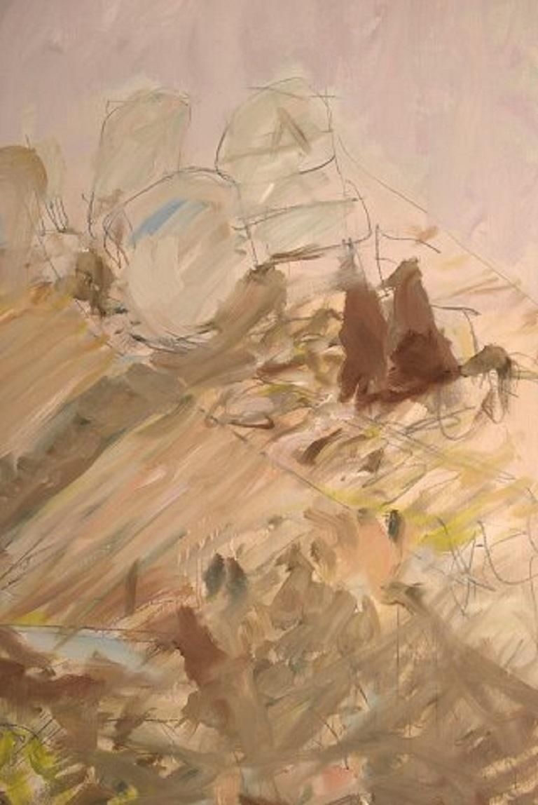 Swedish Artist, Oil On Canvas, Modernist Landscape, 1980s photo 617.0