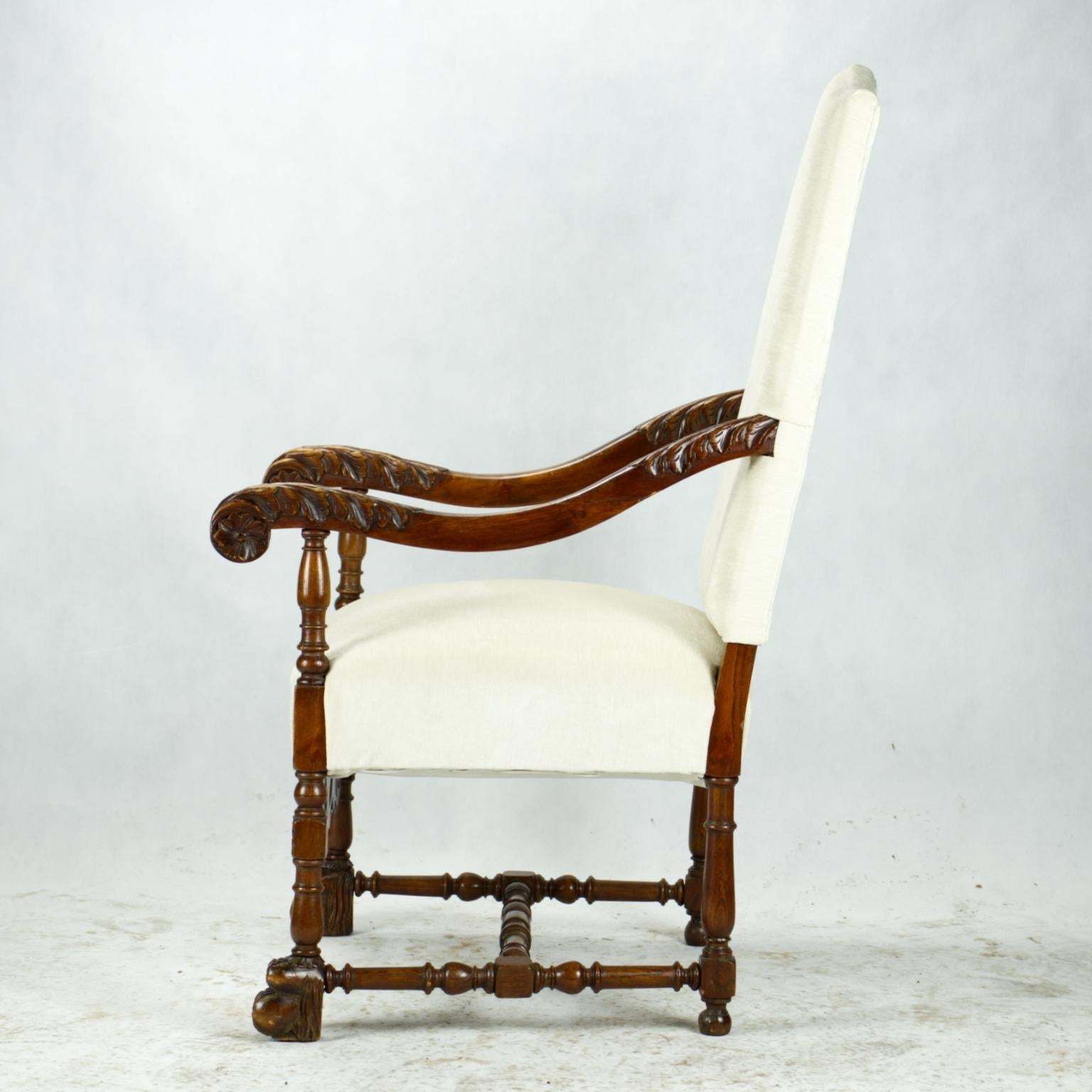 Antique Hand Carved Louis XIII Highback Armchair, 19th Century photo furniture