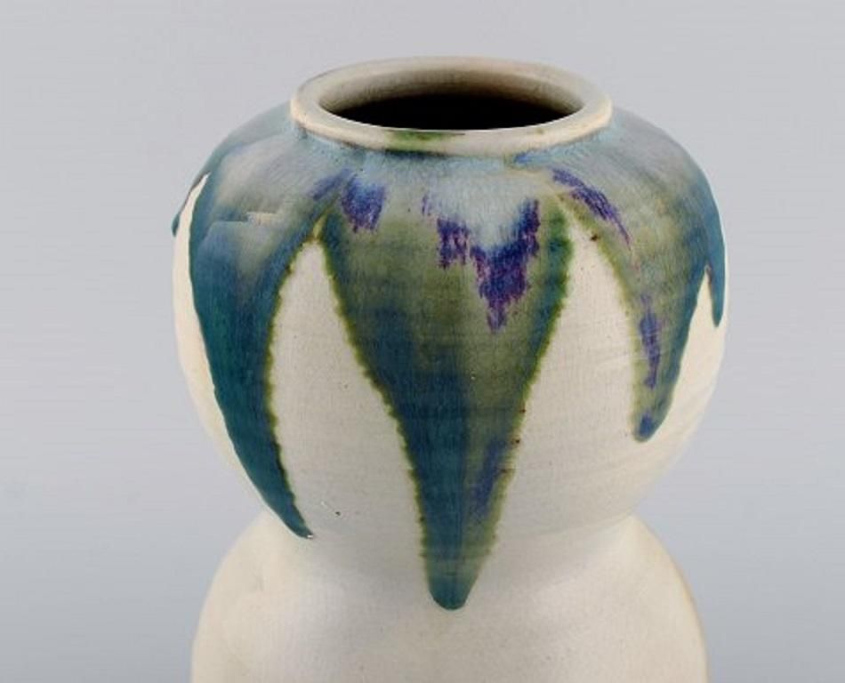 European Studio Ceramist, Large Unique Vase In Glazed Ceramics, 1980s photo Home Decor