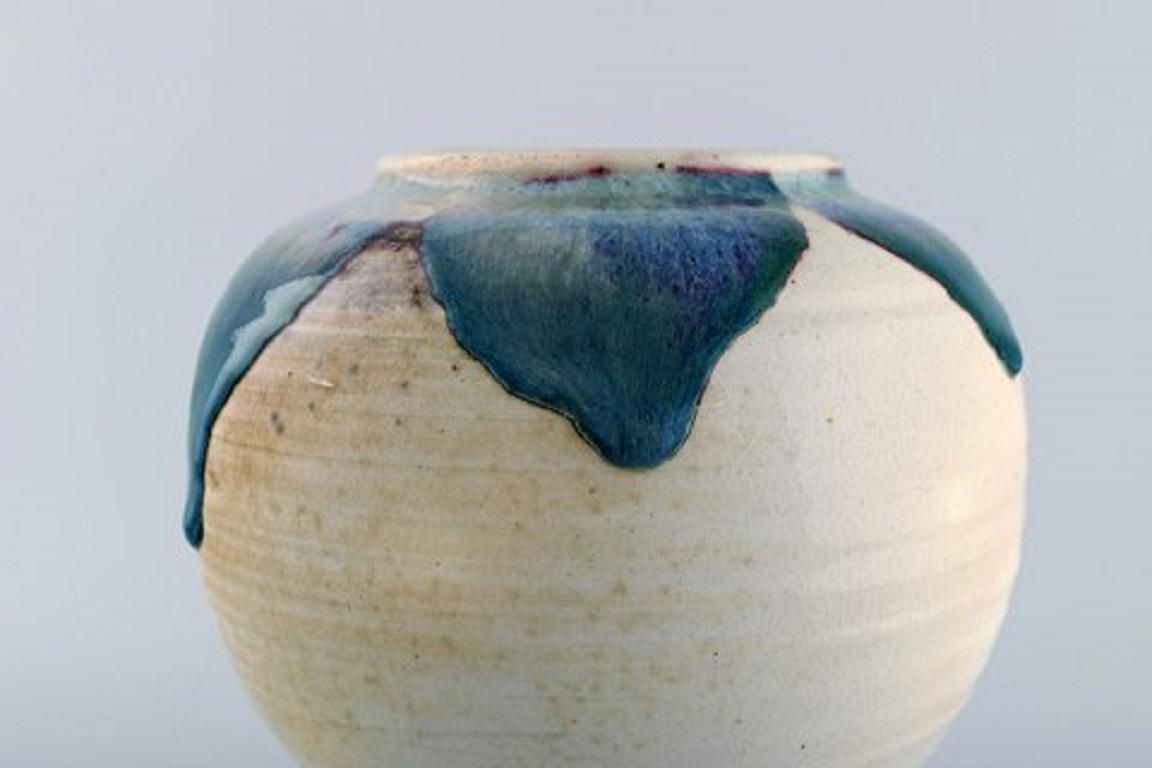 European Studio Ceramist, Large Unique Vase In Glazed Ceramics, 1980s photo vinterior
