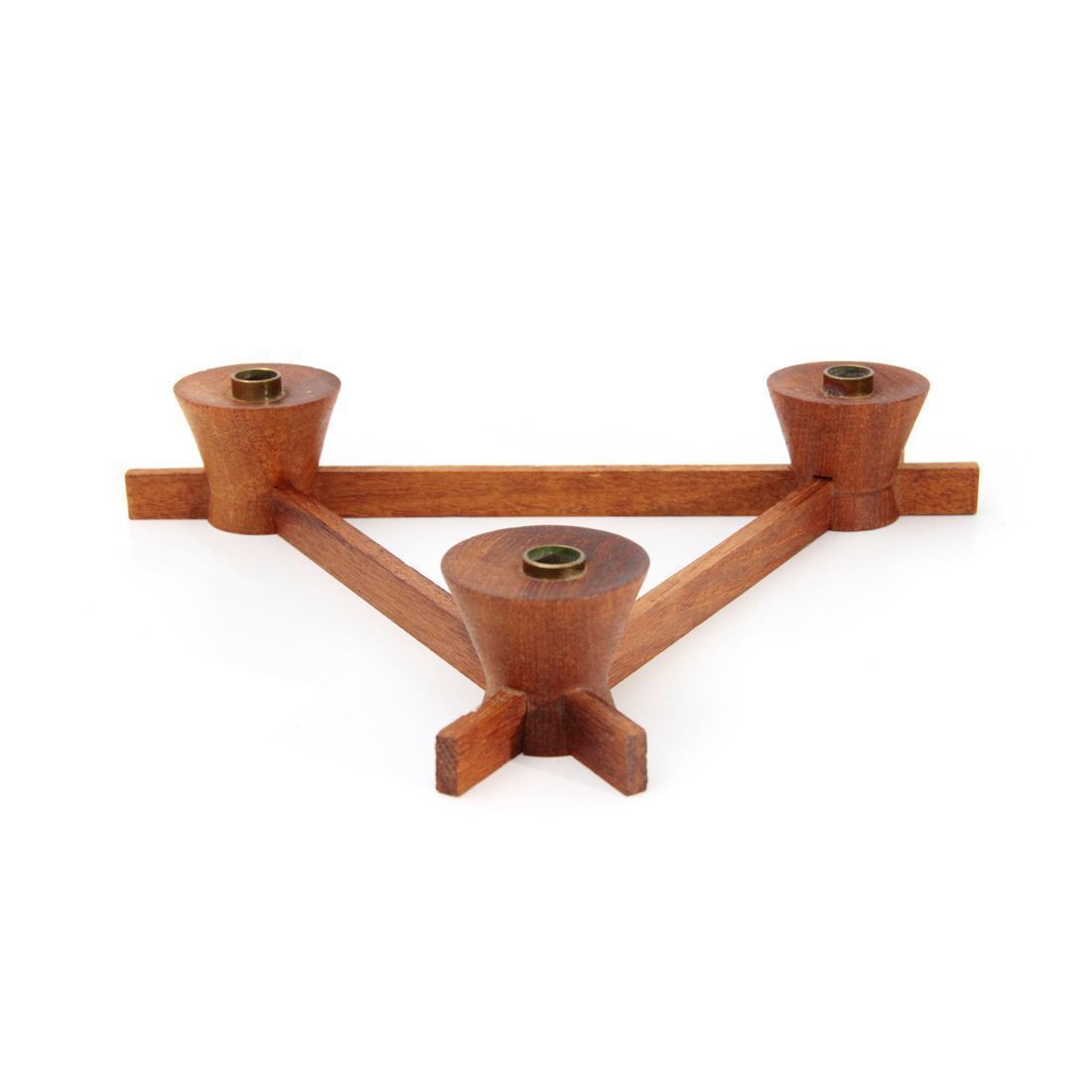 Italian Brass And Wood Candleholder From Anri Form, 1960s
