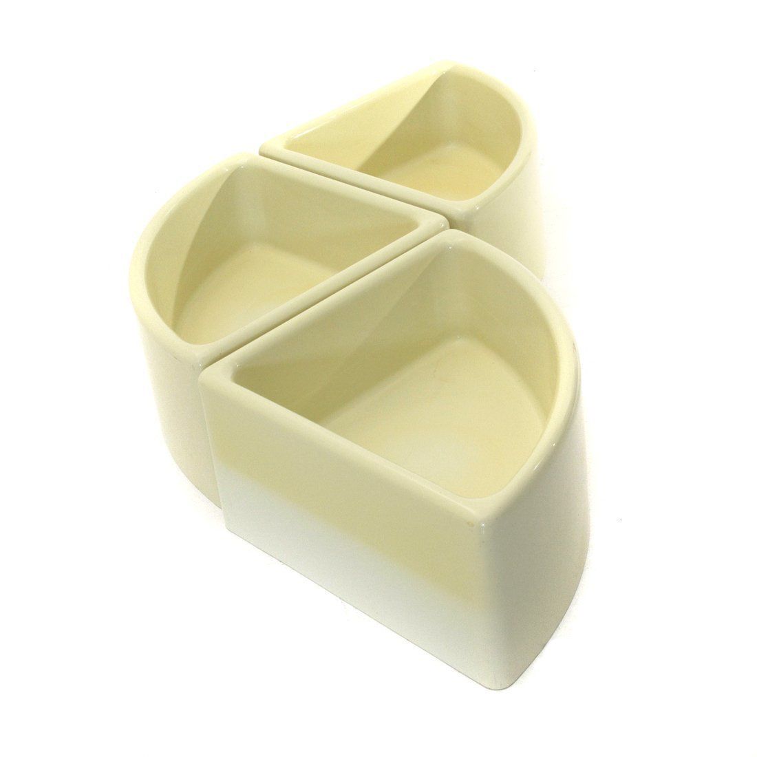 White Plaster Corner Flower Pots From Elco, 1970s, Set Of 3 photo vinterior
