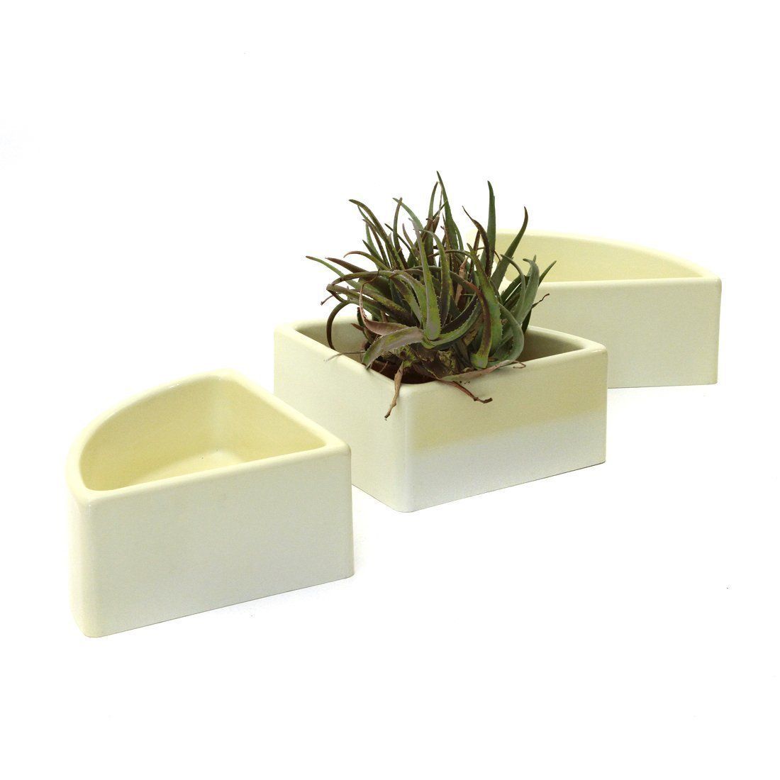 photo vinterior White Plaster Corner Flower Pots From Elco, 1970s, Set Of 3