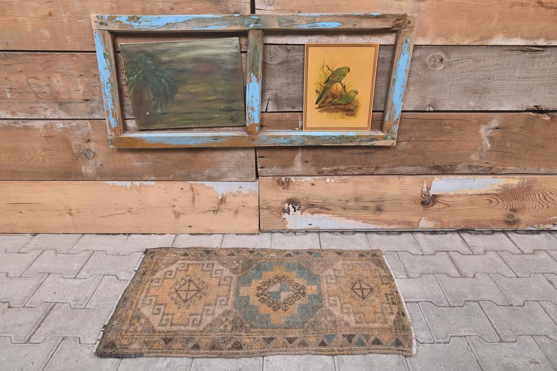 2x3 Anatolian Turkish Vintage Oushak Rugs, Door Mat Carpet, Handmade Wool Oriental Doormat, Brown Mini Rug, One Of A Kind, 1’7” X 3’1” Ft photo furniture