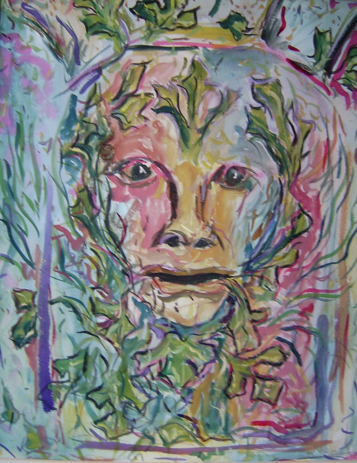 Green Man 3. Watercolour On Paper By Welsh Artist Phillip Alder