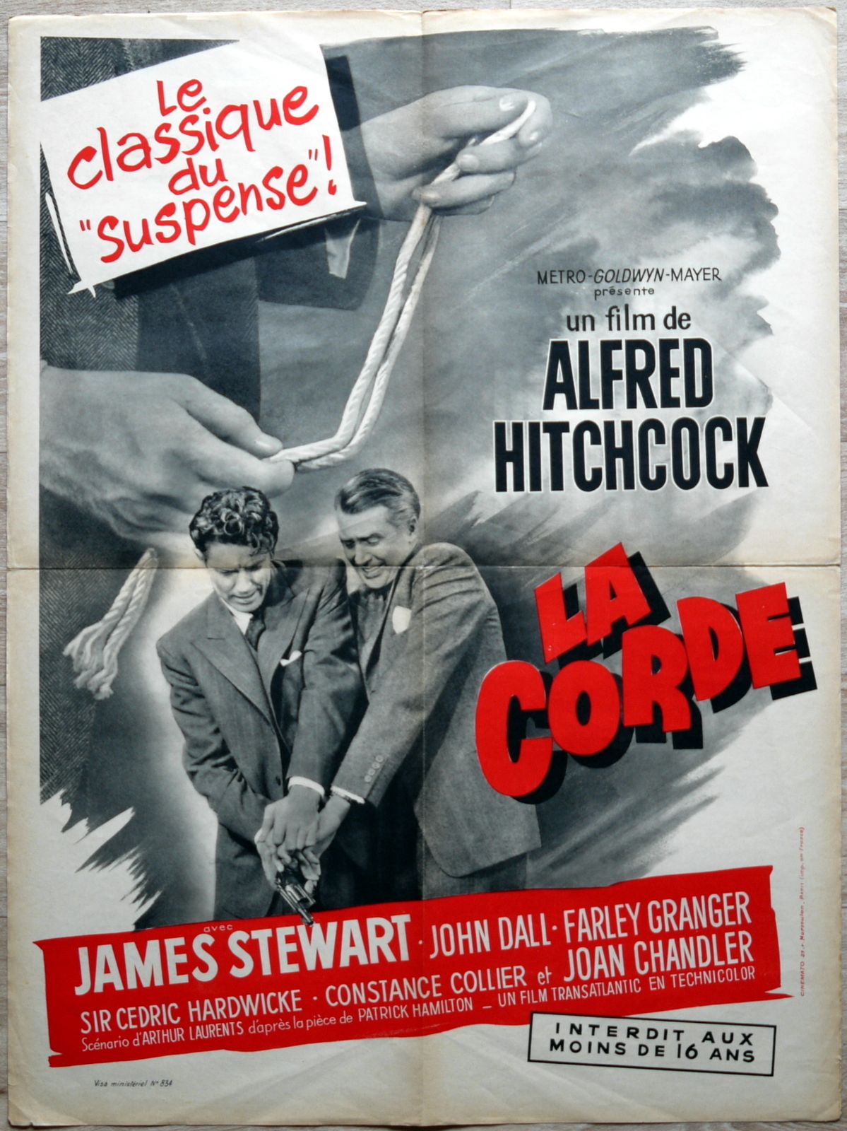 Movie Poster "The Rope" Alfred Hitchcock James Stewart photo furniture