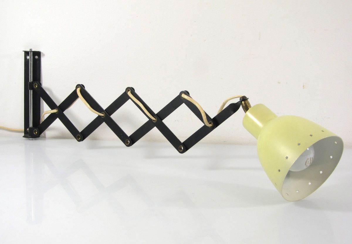 Gele Bauhaus Stijl Vintage Verstelbare Wandlamp