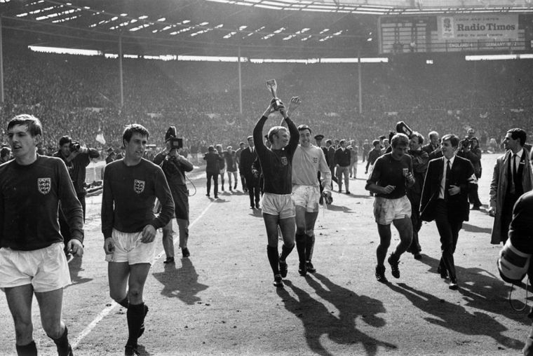 'World Cup Winners' 1966 Silver Gelatin Print Framed In White photo furniture