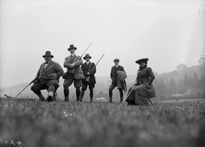 'Pheasant Shoot' 1911 Oversize Silver Gelatin Print Framed In Black photo furniture